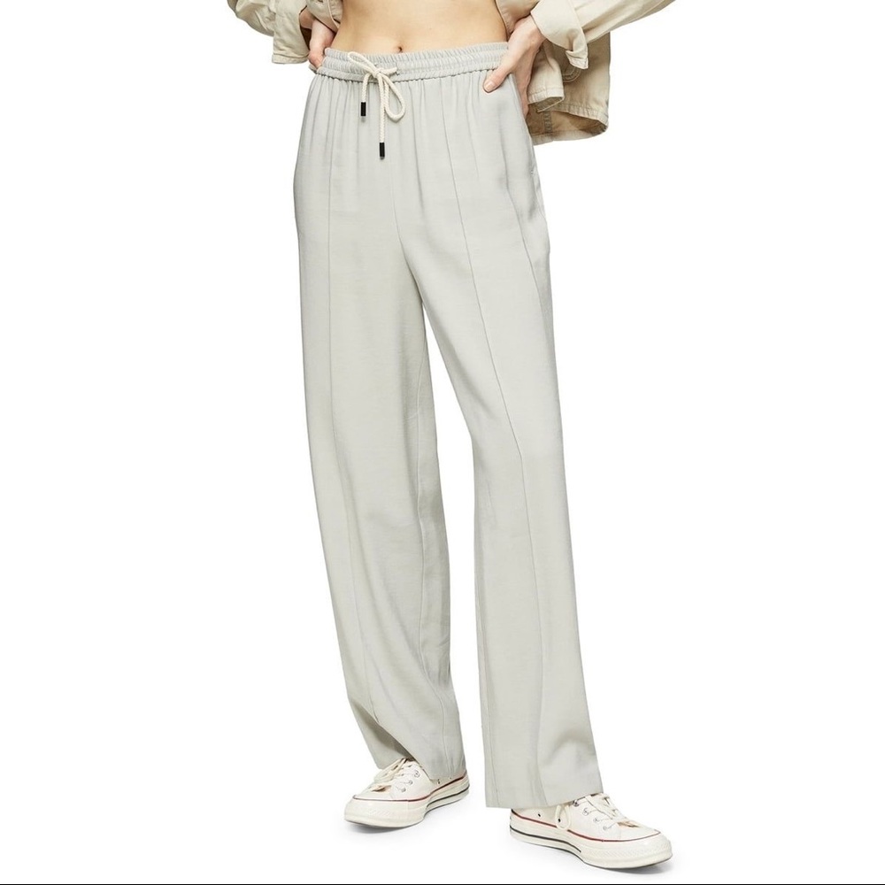 TOPSHOP - Gray Wide Legged Drawstring Slacks